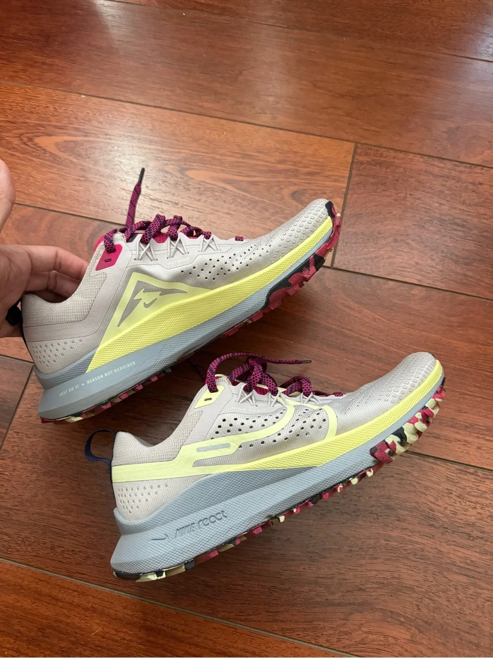 Trail Running Shoes - Light Gray & Yellow - (Brand)